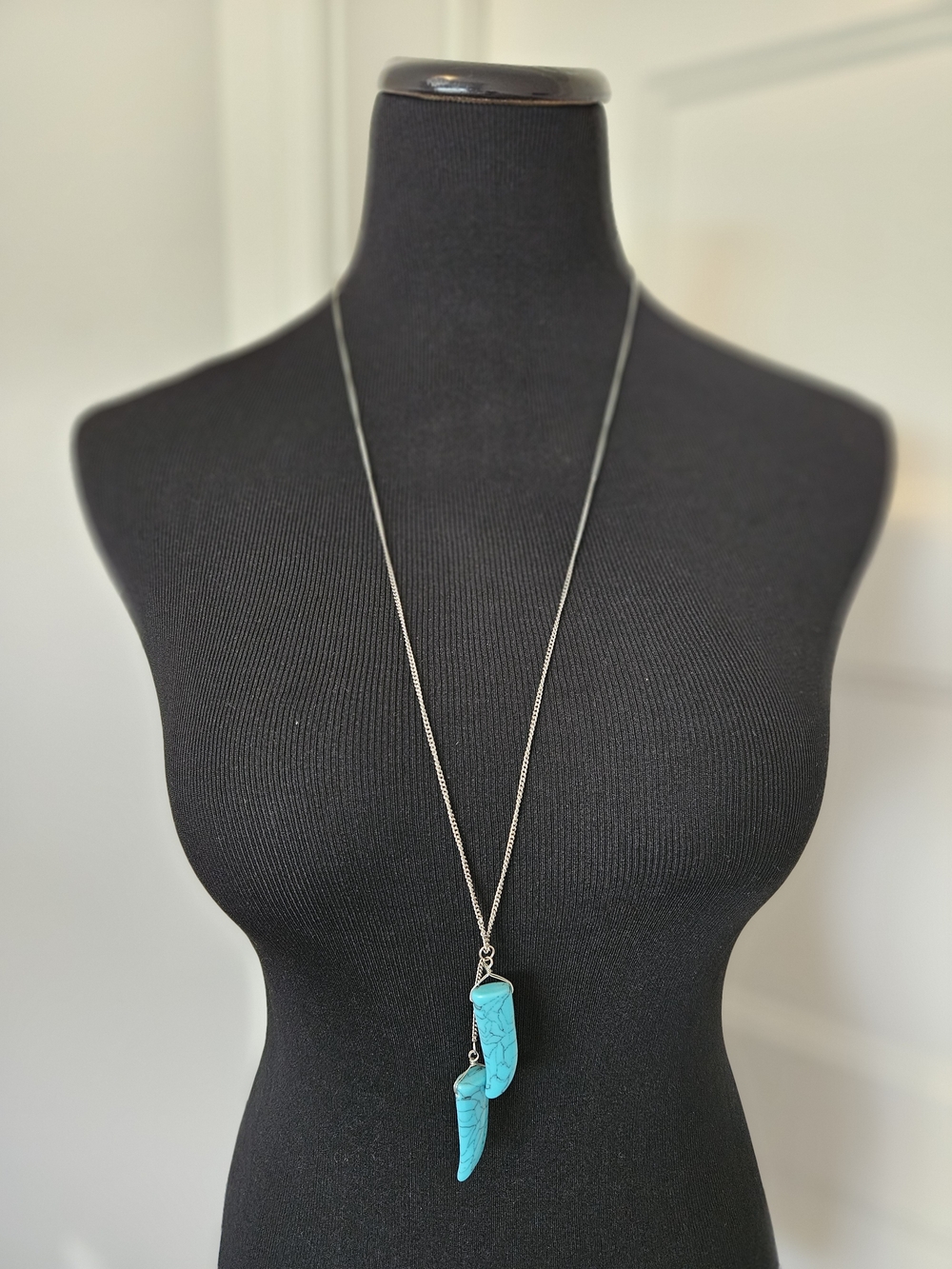 Turquoise Pendant Necklace - Silver Chain Women’s Jewelry